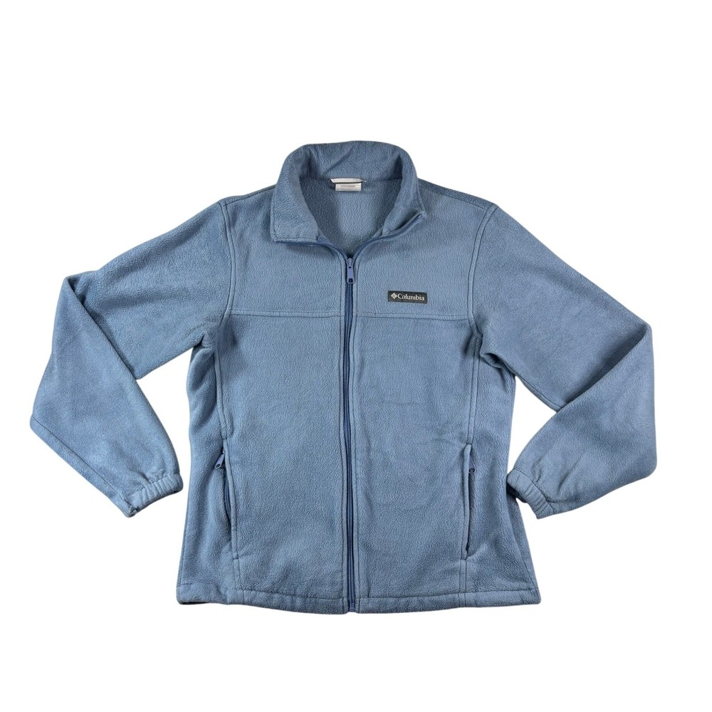 Columbia Womens Full Zip Fleece Jacket Blue Small Mock Neck Soft Warm Coat